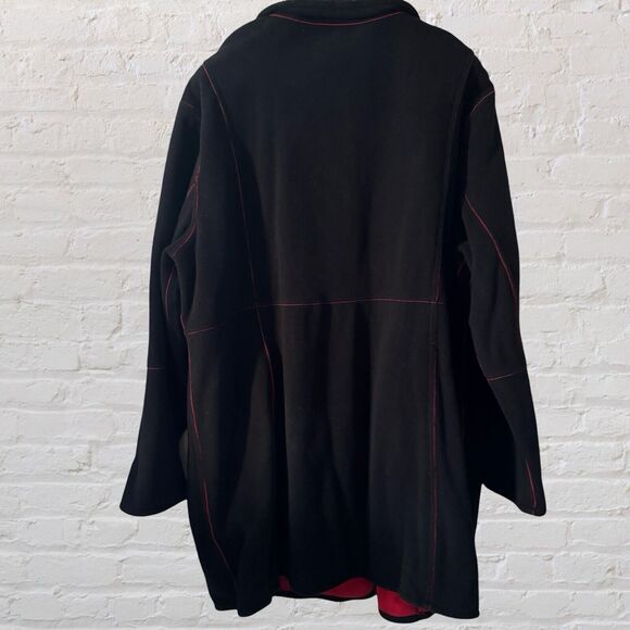 NWT Susan Graver Reversible Black Red Fleece Coat  Size  1X Full Front Button - Picture 5 of 16